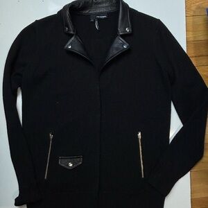 The Kooples merino wool jacket lambskin collar
